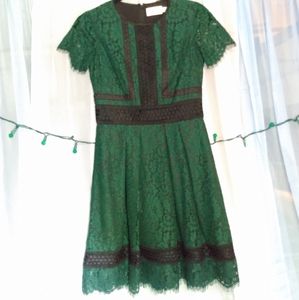 Eliza J. Forest green tea dress 2